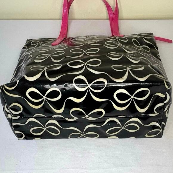 Kate Spade Vinyl Bow Bag Black White Pink - Picture 12 of 13